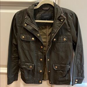 J.Crew Downtown Olive Brown Gold Button Jacket Petite M